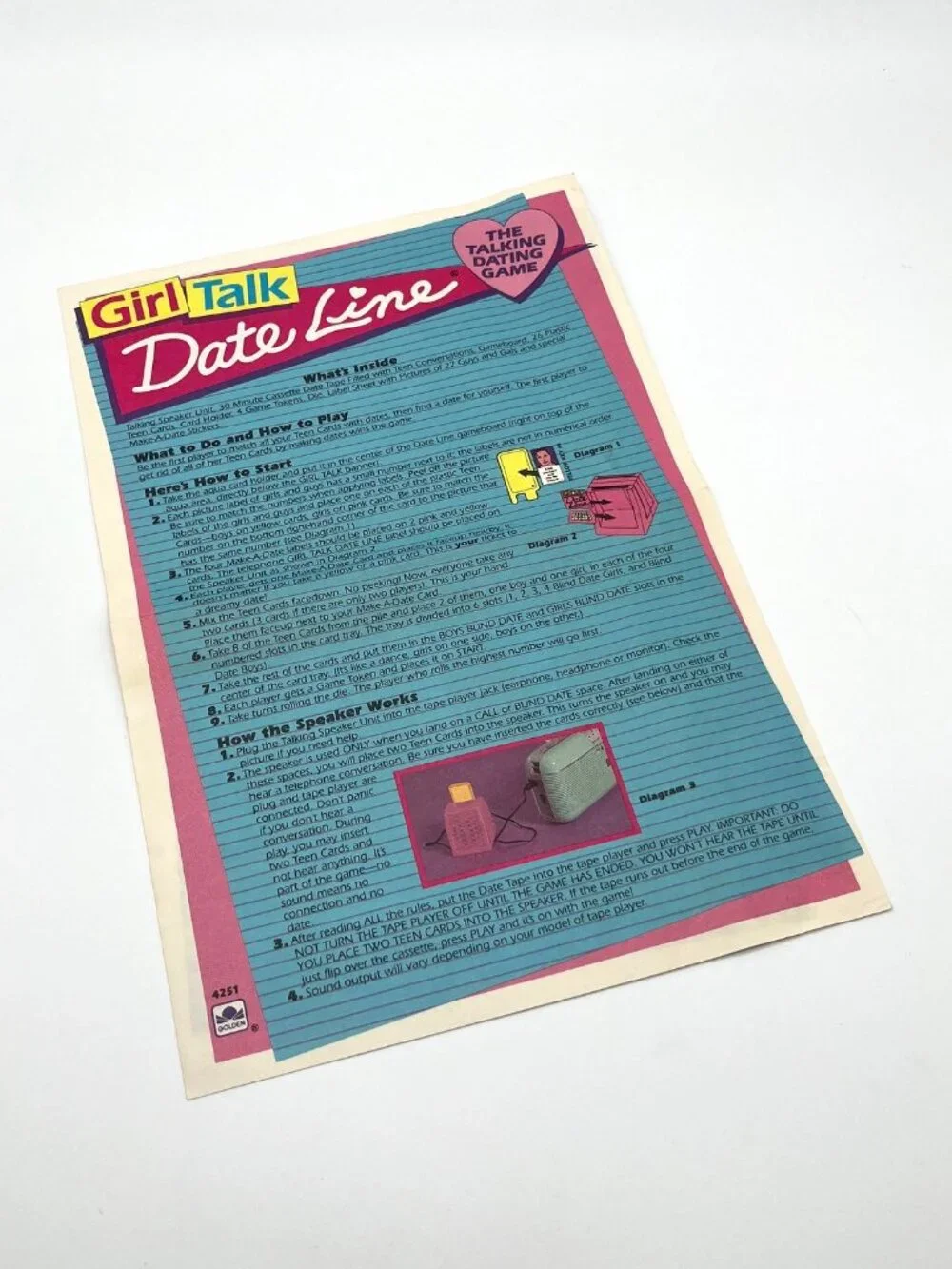 Girl Talk Date Line 1989 Board Game Complete Cassette Works Speaker Not Working